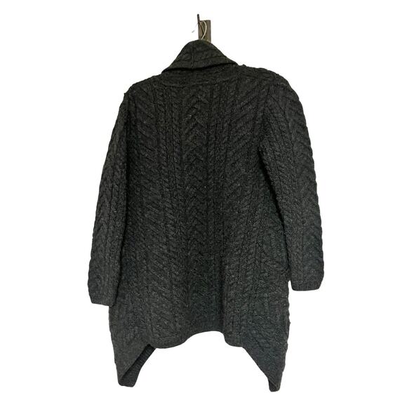 Aran Crafts Wool Cardigan Sweater •S• Irish Ireland Open Front Cable Fisherman - Picture 6 of 11